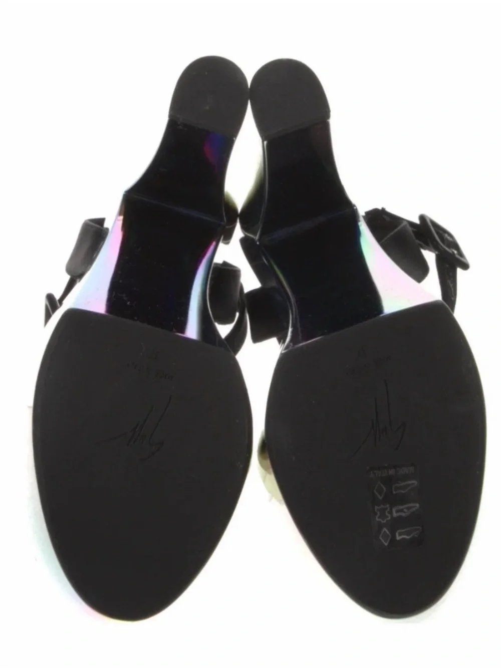 Giuseppe Zanotti Iridescent Platform Sandals with Black Ankle Strap